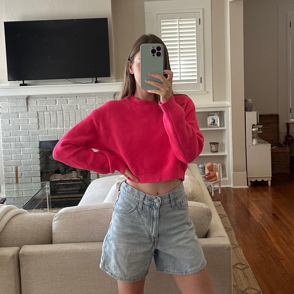 Zara Hot Pink cropped Sweater